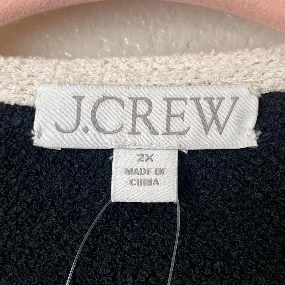J. Crew Sweater Womens 2X Navy Cream‎ Odette Lady Jacket Striped Boucle Preppy